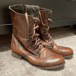 Steve Madden brown leather combat boots